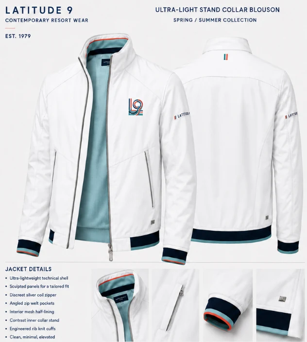 Latitude 9 Ultra-Light Stand Collar Jacket in Crisp White